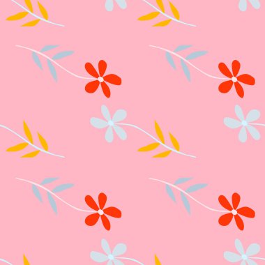 Çiçeklerin dikişsiz deseni. Güzel papatya izi. Çiçek süsü. Oldukça botanik bir zemin. Kumaş, tekstil baskısı, yüzey, ambalaj, örtü için tasarım. Vektör illüstrasyonu