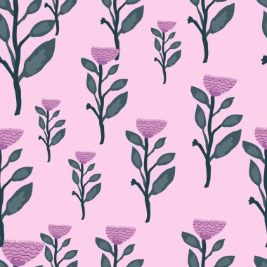 Çağdaş çiçek pürüzsüz desen. Zarif botanik çiçekli duvar kâğıdı. Soyut bitkiler sonsuz süsler. Kumaş, tekstil baskısı, ambalaj kağıdı ve kapak için basit tasarım. Vektör illüstrasyonu