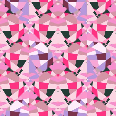 Kaleydoskop kusursuz desen. Dekoratif soyut mozaik süs. Kumaş, tekstil baskısı, ambalaj kağıdı ve kapak için geometrik tasarım. Vektör illüstrasyonu