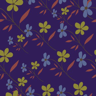 Klasik karalama çiçeği pürüzsüz desen. Retro soyut çiçek duvar kâğıdı. El çizimi bitkiler sonsuz arka plan. Kumaş, tekstil baskısı, ambalaj kağıdı ve kapak için basit tasarım. Vektör illüstrasyonu