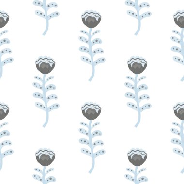 Zarif çiçek pürüzsüz desen. Dekorasyon botanik çiçek duvar kâğıdı. Soyut bitkiler sonsuz süsler. Kumaş, tekstil baskısı, ambalaj kağıdı ve kapak için basit tasarım. Vektör illüstrasyonu