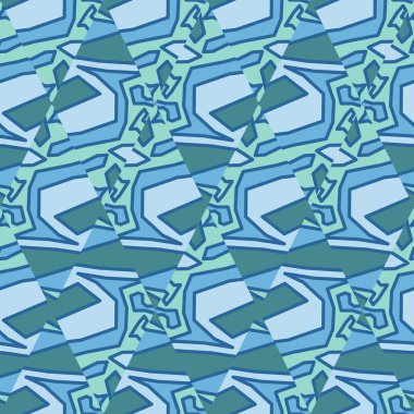 Yaratıcı labirent mozaik duvar kağıdı. Geometrik labirent kusursuz desen. Karalama tarzında el çizimi arka plan. Kumaş, tekstil baskısı, ambalaj, kapak tasarımı. Vektör illüstrasyonu