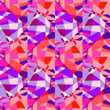 Kaleydoskop kusursuz desen. Dekoratif soyut mozaik süs. Kumaş, tekstil baskısı, ambalaj kağıdı ve kapak için geometrik tasarım. Vektör illüstrasyonu