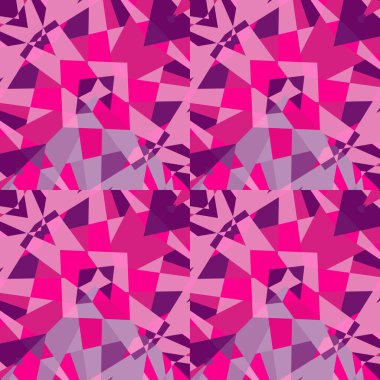 Kaleydoskop kusursuz desen. Dekoratif soyut mozaik süs. Kumaş, tekstil baskısı, ambalaj kağıdı ve kapak için geometrik tasarım. Vektör illüstrasyonu