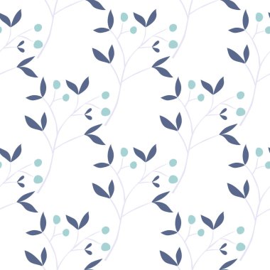 Yaprakları pürüzsüz olan el yapımı böğürtlen parçaları. Karalama botanik bitkileri duvar kağıdı. Kumaş tasarımı, tekstil baskısı, ambalaj, kapak için harika. Vektör illüstrasyonu