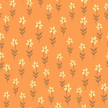 Çiçeklerin dikişsiz deseni. Güzel papatya izi. Çiçek süsü. Oldukça botanik bir zemin. Kumaş, tekstil baskısı, yüzey, ambalaj, örtü için tasarım. Vektör illüstrasyonu