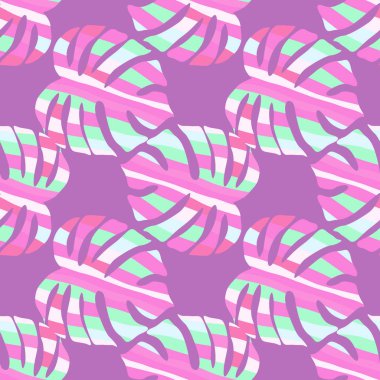 Dekoratif canavar siluetleri kusursuz desen. Egzotik palmiye yaprakları duvar kağıdı. Bitmeyen botanik geçmişi. Kumaş tasarımı için zemin, tekstil baskısı, ambalaj, kapak. Vektör illüstrasyonu