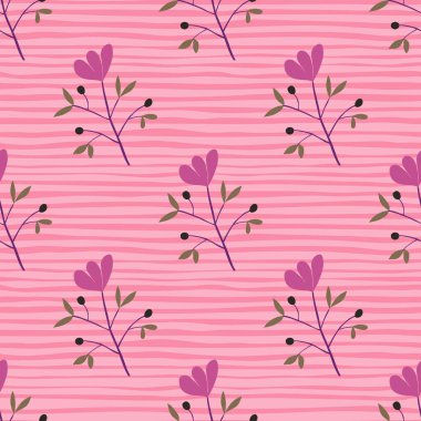 Sevimli çiçek desenli. Soyut, bitmeyen duvar kâğıdı. Yaratıcı botanik geçmişi. Kumaş tasarımı, tekstil baskısı, ambalaj, kapak için harika. Vektör illüstrasyonu