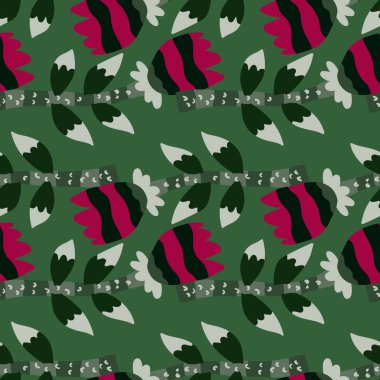 Contemporary flower seamless pattern. Creative botanical floral ornament. Strange plants endless wallpaper. Naive art. Simple design for fabric, textile print, wrapping, cover. Vector illustration