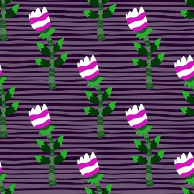 Contemporary flower seamless pattern. Creative botanical floral ornament. Strange plants endless wallpaper. Naive art. Simple design for fabric, textile print, wrapping, cover. Vector illustration