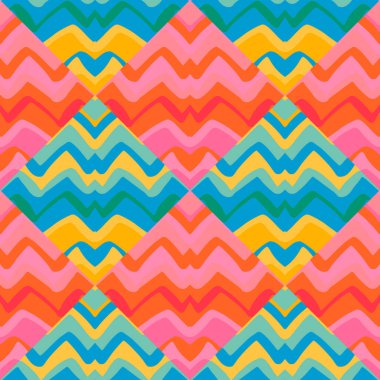 Creative zigzag mosaic seamless pattern. Hand drawn wave tile endless wallpaper. Abstract line ornament. Design for fabric, textile print, wrapping paper, cover. Vector illustration