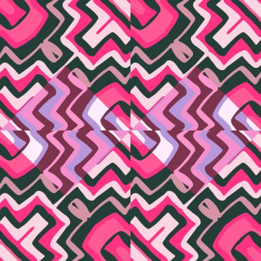 Creative zigzag mosaic seamless pattern. Hand drawn wave tile endless wallpaper. Abstract line ornament. Design for fabric, textile print, wrapping paper, cover. Vector illustration