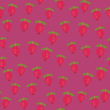 Nar meyveli kusursuz desen. Botanik meyve duvar kağıdı. Kumaş tasarımı için dekoratif zemin, tekstil baskısı, mutfak tekstili, ambalaj kağıdı, kapak. Doodle vektör illüstrasyonu