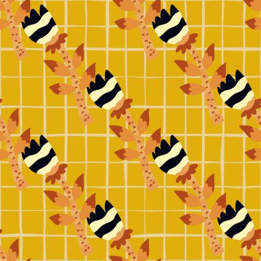 Contemporary flower seamless pattern. Creative botanical floral ornament. Strange plants endless wallpaper. Naive art. Simple design for fabric, textile print, wrapping, cover. Vector illustration