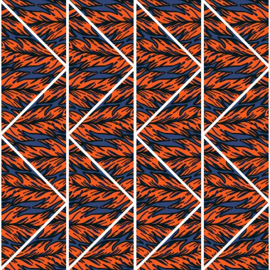 Creative leaves shape mosaic seamless pattern. Geometric botanical foliage endless wallpaper. Palm leaf tile. Decorative backdrop for fabric design, textile print, wrapping, cover. Vector illustration