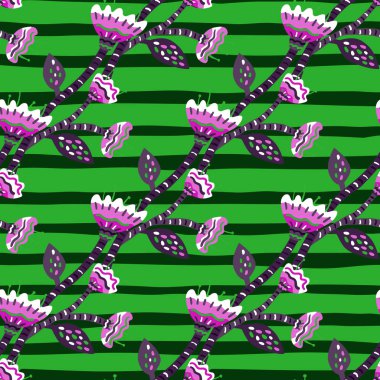 Abstract flower seamless pattern in naive art style. Beautiful floral wallpaper. Cute plants endless backdrop. Design for fabric, textile print, wrapping paper, cover. Vector illustration