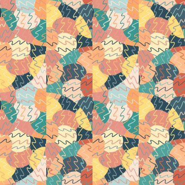 Doodle style decorative abstract mosaic ornament. Hand drawn circle shapes kaleidoscope seamless pattern. Simple geometric design for fabric, textile print, wrapping paper, cover. Vector illustration