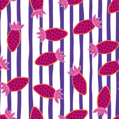 Hand drawn strawberries wallpaper.Doodle strawberry seamless pattern. Fruits backdrop. Design for fabric, textile print, wrapping paper, kitchen textiles, cover. Vector illustration