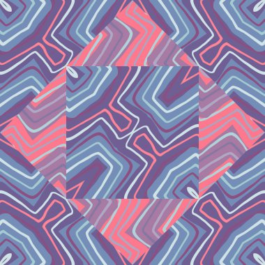 Abstract zigzag waves mosaic seamless pattern. Hand drawn linear tile endless wallpaper. Vintage line ornament. Design for fabric, textile print, wrapping paper, cover. Vector illustration