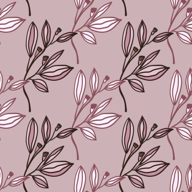 Romantic leaves and flower seamless pattern. Vintage style floral wallpaper. Cute plants endless backdrop. Design for fabric, textile print, wrapping paper, cover. Vector illustration