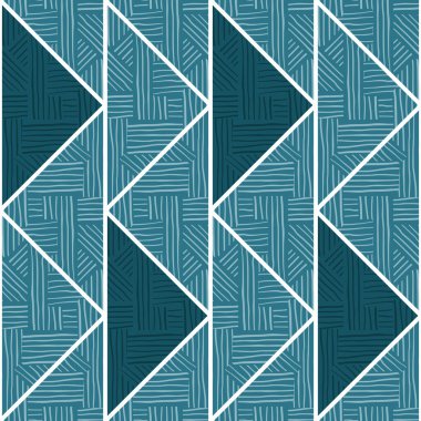 Tribal lines mosaic seamless pattern. Creative stripes vintage ornament. Abstract geometric ethnic tile. Design for fabric, textile print, wrapping paper, cover. Vector illustration