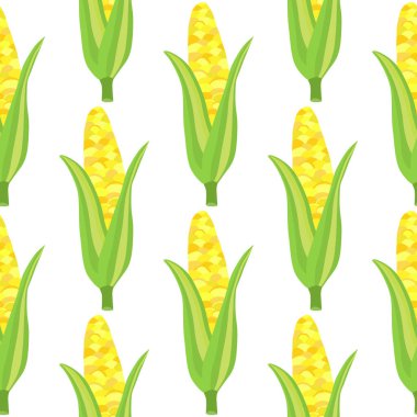 Corn plants seamless pattern. Corn cobs endless wallpaper. Vegetarian healthy food backdrop. Design for fabric, textile print, wrapping paper. Vector illustration