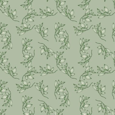 Romantic leaves and flower seamless pattern. Vintage style floral wallpaper. Cute plants endless backdrop. Design for fabric, textile print, wrapping paper, cover. Vector illustration