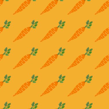 Hand drawn carrot seamless pattern. Doodle carrots wallpaper. Vegetarian healthy food backdrop. Design for fabric, textile print, wrapping paper. Vector illustration