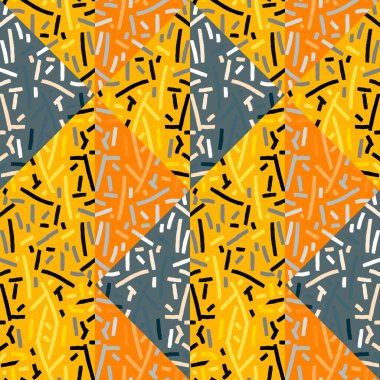 Creative tribal mosaic seamless pattern. Abstract geometric ethnic tile. Hand drawn lines vintage ornament. Design for fabric, textile print, wrapping paper, cover. Vector illustration