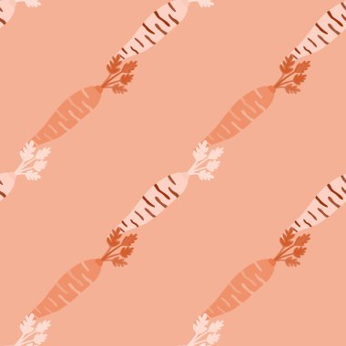 Hand drawn carrot seamless pattern. Doodle carrots wallpaper. Vegetarian healthy food backdrop. Design for fabric, textile print, wrapping paper. Vector illustration