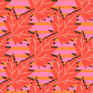 Abstract oak leaves seamless pattern. Maple foliage backdrop. Nature wallpaper. For fabric design, textile print, wrapping, cover. Vector illustration