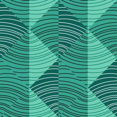 Hand drawn linear geometric endless ornament. Wave mosaic seamless patern. Decorative lines wallpaper. Design for fabric, textile print, wrapping paper, cover. Vector illustration