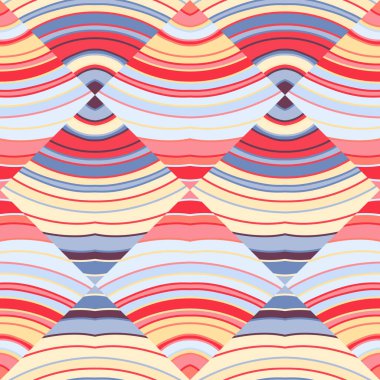 Wave mosaic seamless patern. Decorative lines wallpaper. Hand drawn linear geometric endless ornament. Design for fabric, textile print, wrapping paper, cover. Vector illustration