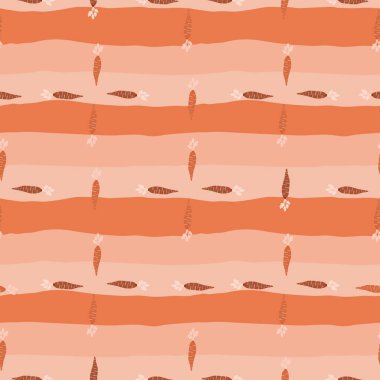 Hand drawn carrot seamless pattern. Doodle carrots wallpaper. Vegetarian healthy food backdrop. Design for fabric, textile print, wrapping paper. Vector illustration