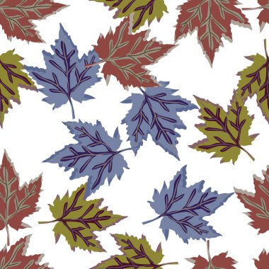 Abstract oak leaves seamless pattern. Maple foliage backdrop. Nature wallpaper. For fabric design, textile print, wrapping, cover. Vector illustration