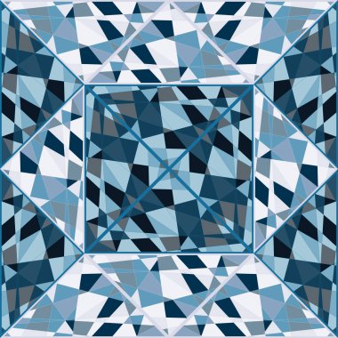 Decorative kaleidoscope mosaic ornament. Abstract shapes seamless pattern. Geometric design for fabric, textile print, wrapping paper, cover. Vector illustration