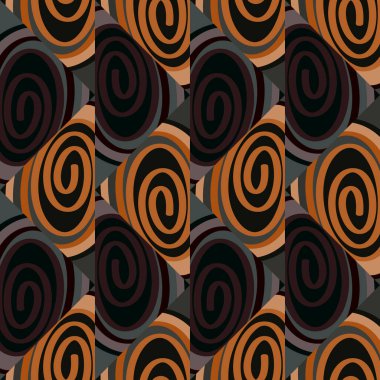 Seamless pattern in the spirals of a mosaic in retro style. Decorative abstract circle vintage ornament. Design for fabric, textile print, wrapping paper, cover. Vector illustration