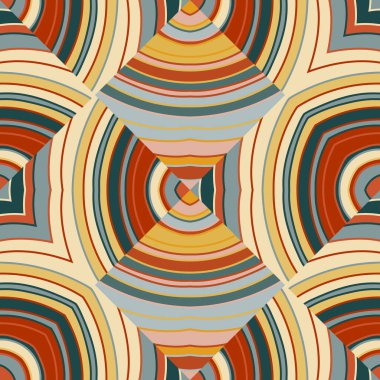 Wave mosaic seamless patern. Decorative lines wallpaper. Hand drawn linear geometric endless ornament. Design for fabric, textile print, wrapping paper, cover. Vector illustration