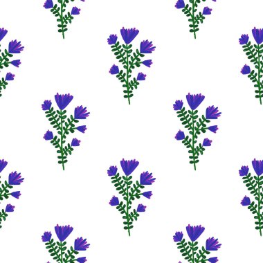 Hand drawn herbal seamless pattern. Freehand organic background. Decorative forest flower endless wallpaper. Design for fabric, textile print, wrapping, cover. Vector illustration.