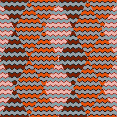 Zig zag wave seamless pattern. Hand drawn lines mosaic ornament. Retro stripes print wallpaper. Vintage design for fabric, textile, wrapping paper, cover. Vector illustration