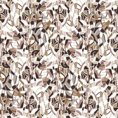 Decorative linear kaleidoscope mosaic ornament. Abstract shapes seamless pattern. Geometric design for fabric, textile print, wrapping paper, cover. Vector illustration