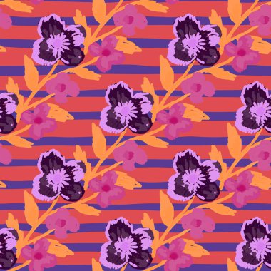 Doodle stylized flowers seamless pattern. Decorative naive botanical texture. Creative flower background. Design for fabric, textile print, wrapping, cover. Simple vector illustration