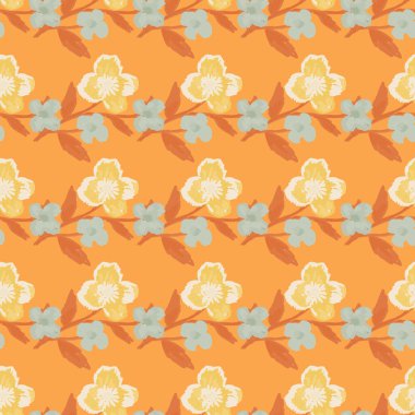Doodle stylized flowers seamless pattern. Decorative naive botanical texture. Creative flower background. Design for fabric, textile print, wrapping, cover. Simple vector illustration