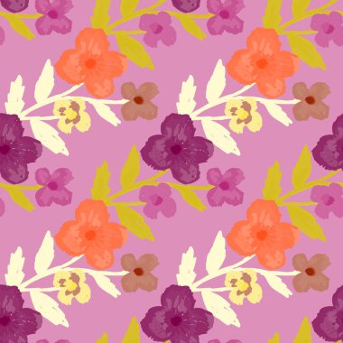 Doodle stylized flowers seamless pattern. Decorative naive botanical texture. Creative flower background. Design for fabric, textile print, wrapping, cover. Simple vector illustration