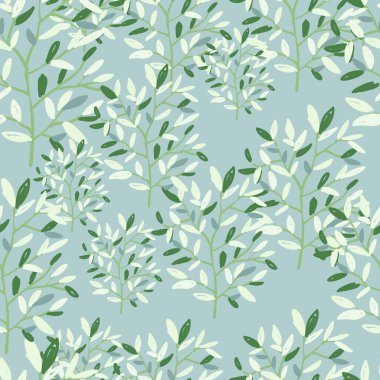 Decorative forest twig endless wallpaper. Hand drawn branches with leaves seamless pattern. Botanical sketch background. Design for fabric, textile print, wrapping, cover. Vector illustration
