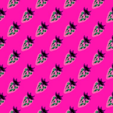 Freehand strawberries seamless pattern . Doodle strawberry endless wallpaper. Hand drawn fruits backdrop. Design for fabric, textile print, wrapping paper, kitchen textiles, cover. Vector illustration