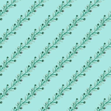 Seamless pattern with berry branches. Hand drawn wild berries floral wallpaper. Design for fabric, textile print, wrapping paper, cover. Vector illustration