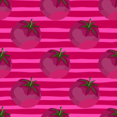 Seamless pattern with tomato. Organic vegetable wallpaper. Decorative backdrop for fabric design, textile print, kitchen textiles, wrapping, cover. Doodle vector illustration
