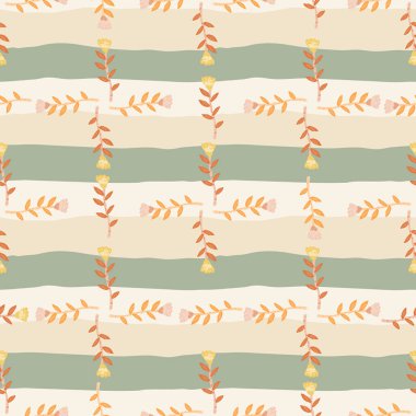 Decorative floral wallpaper. Folk flower seamless pattern in naive art style. Cute plants endless backdrop. Design for fabric, textile print, wrapping paper, cover. Vector illustration