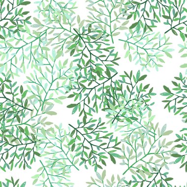 Decorative forest twig endless wallpaper. Hand drawn branches with leaves seamless pattern. Botanical sketch background. Design for fabric, textile print, wrapping, cover. Vector illustration